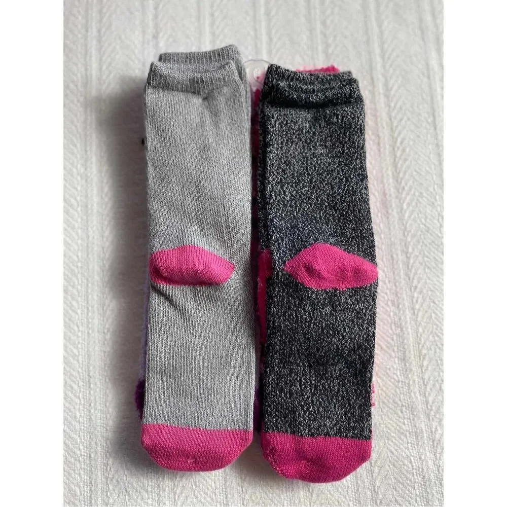 Cuddl Duds Girls Shoe Size 4-10 Lounge Crew Slipper Socks Total 4 Pr